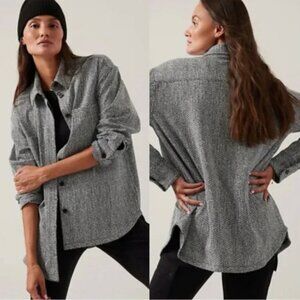 Athleta Textured Shirt Jacket Braiden Black White Shacket
